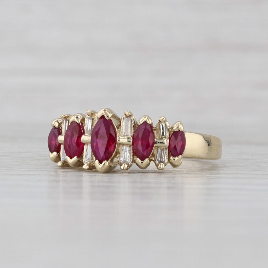 Light Gray 1ctw Ruby Diamond Pyramid Rooftop Ring 14k Yellow Gold Size 6.75