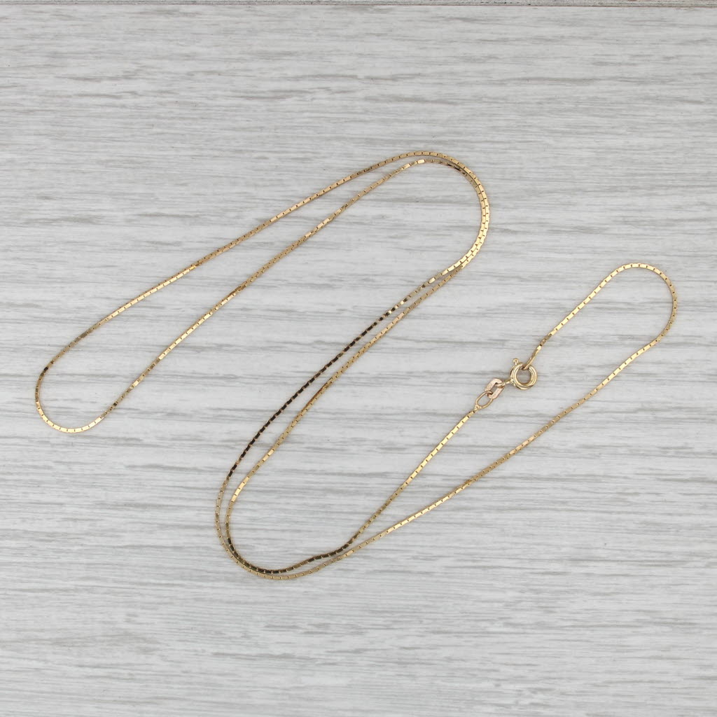 23.75" 0.6mm Box Chain Necklace 14k Yellow Gold Italian