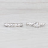 0.20ctw Round Diamond Engagement Ring Wedding Band Bridal Set 14k White Gold