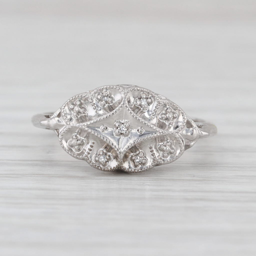 Vintage Diamond Princess Ring 10k White Gold Size 6.25