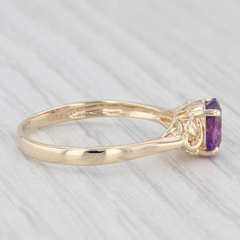 Light Gray 1ct Oval Amethyst Solitaire Ring 14k Yellow Gold Size 10.5