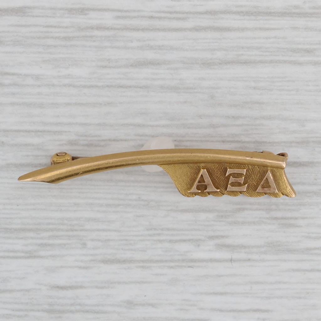 Gray Alpha Xi Delta Quill Pin 10k Gold Vintage Greek Sorority Badge