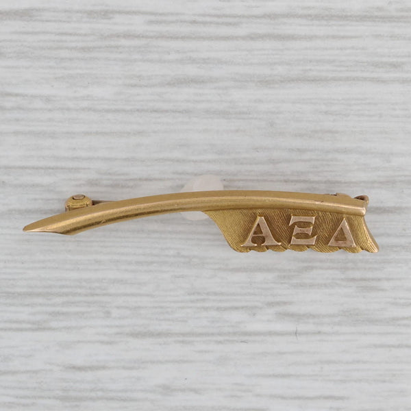 Alpha Xi Delta Quill Pin 10k Gold Vintage Greek Sorority Badge