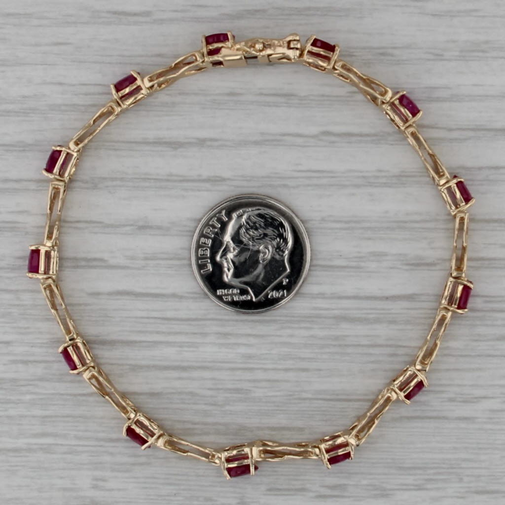 6.5ctw Ruby Tennis Bracelet 14k Yellow Gold X Infinity Link Chain 7.25" 5.1mm