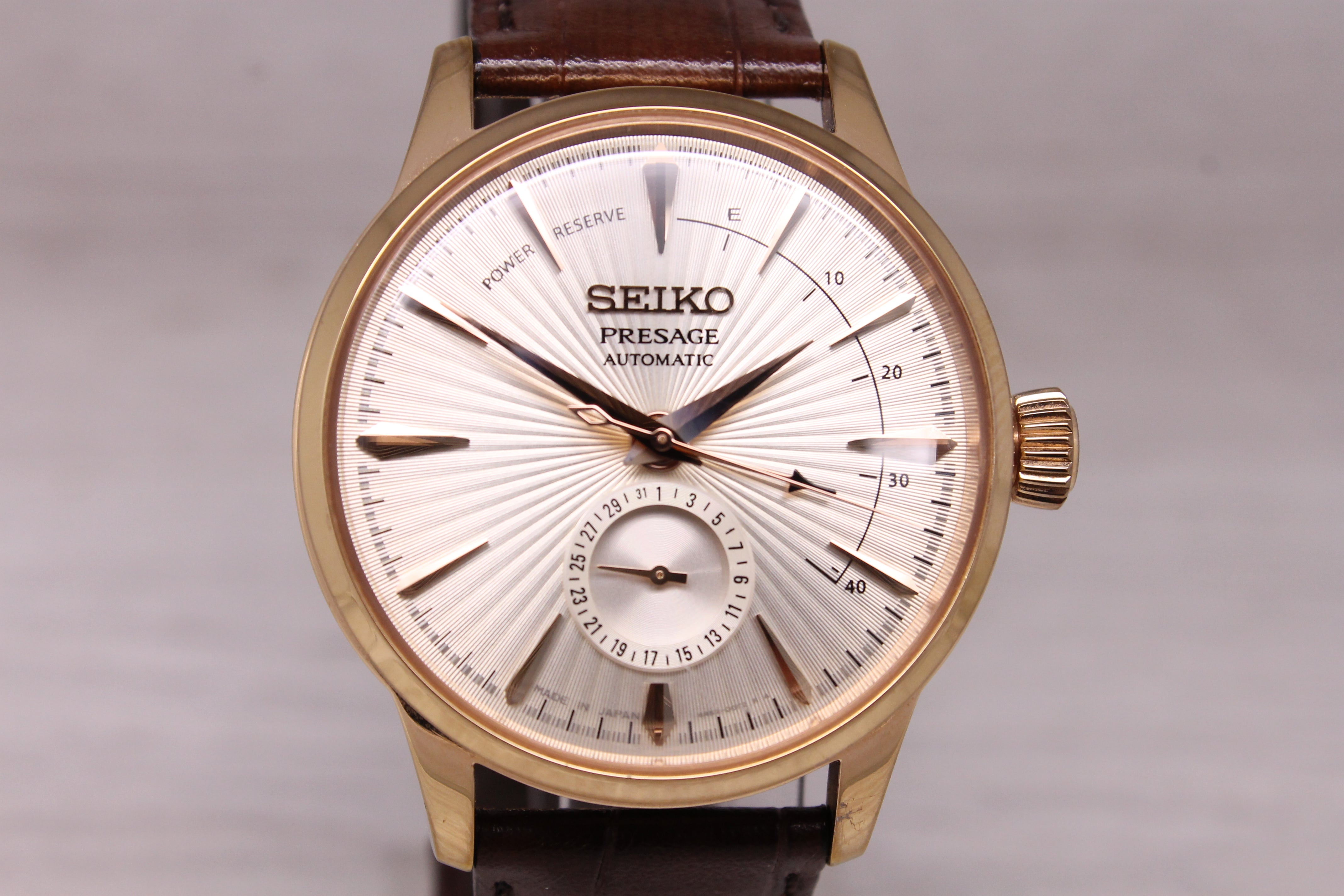 Seiko Presage Mens 40mm Steel Automatic Watch Cocktail Sidecar SSA346 Box