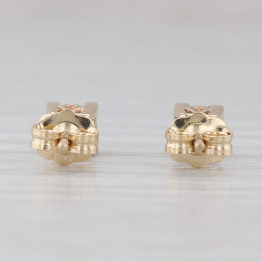 Gray 0.32ctw Princess Diamond Solitaire Stud Earrings 14k Yellow Gold