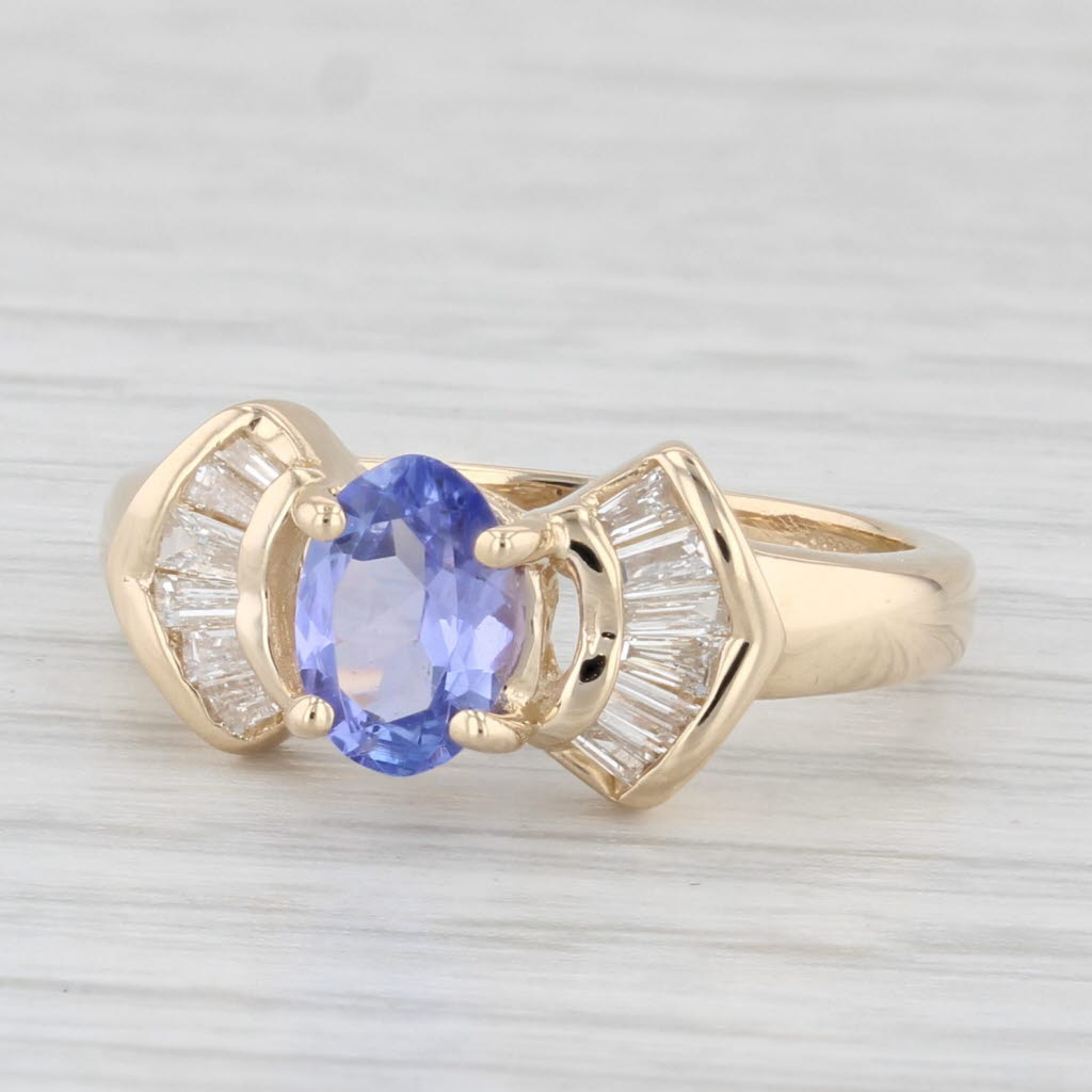 Light Gray 1.08ctw Oval Tanzanite Diamond Ring 14k Yellow Gold Size 5