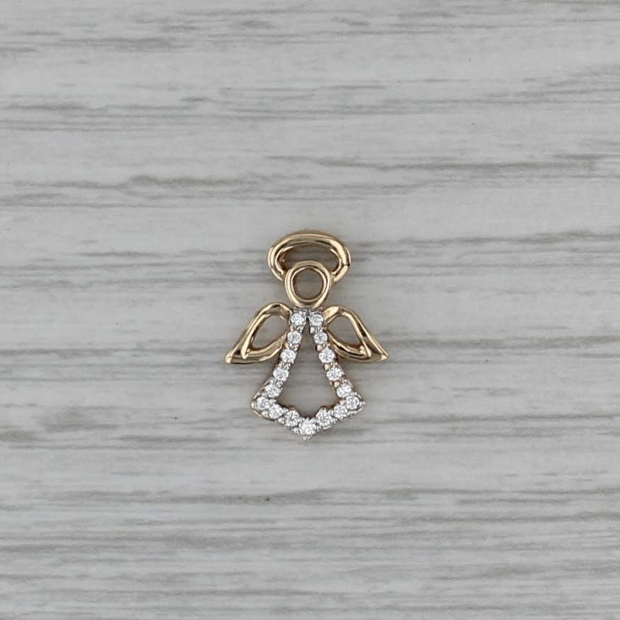 Cubic Zirconia Guardian Angel Pendant 10k Yellow Gold Small Drop