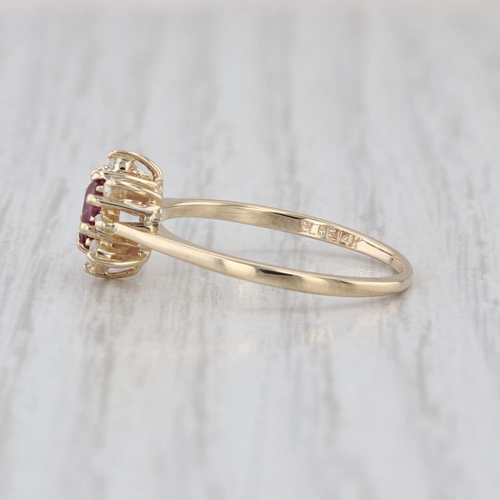 0.31ctw Ruby Diamond Halo Ring 14k Yellow Gold Size 6.25