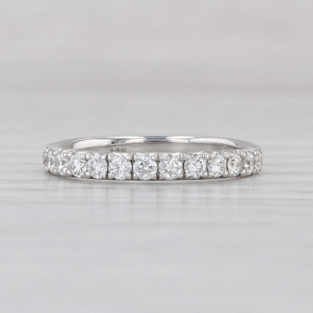 0.48ctw Diamond Wedding Band 14k White Gold Size 5 Stackable Anniversary Band