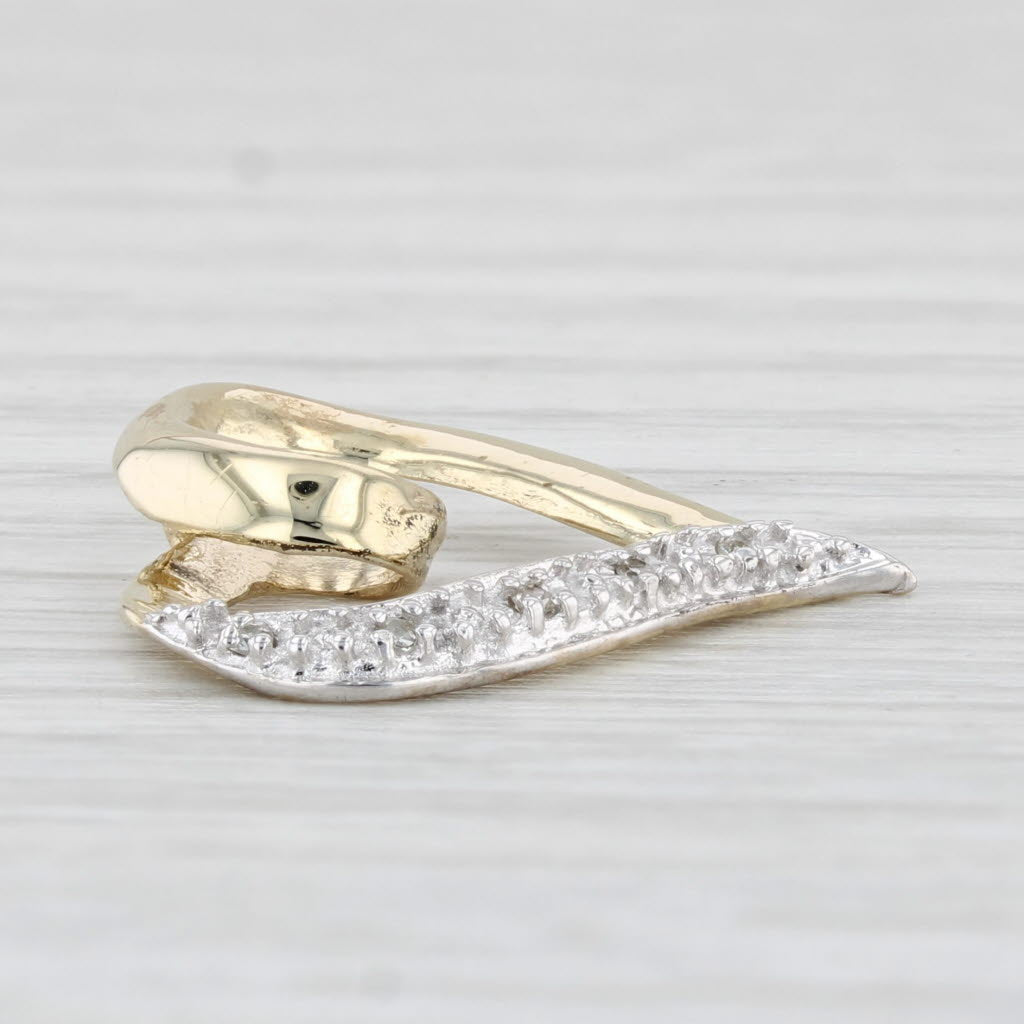 Light Gray Diamond Accented Open Heart Pendant 10k Yellow Gold