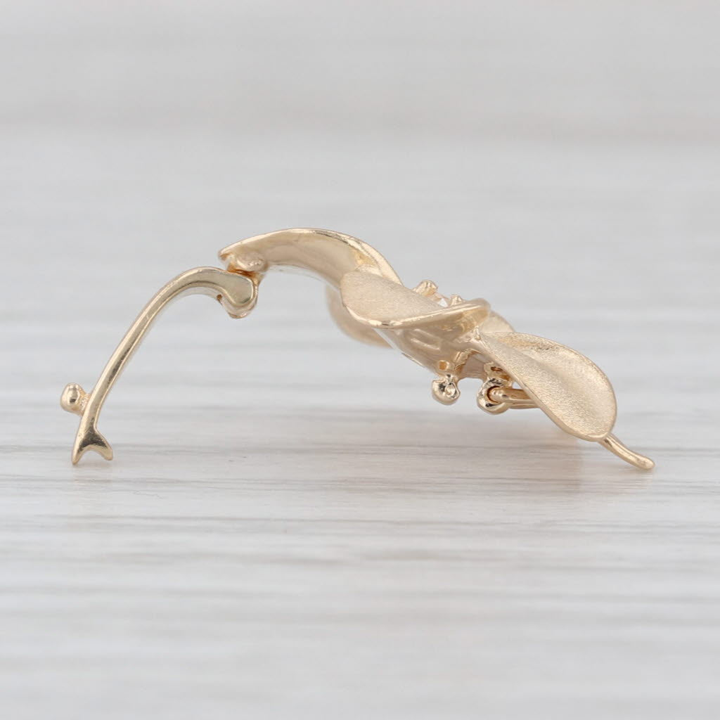 Diamond Solitaire Flower Enhancer Pendant 14k Yellow Gold Floral Clip Bail