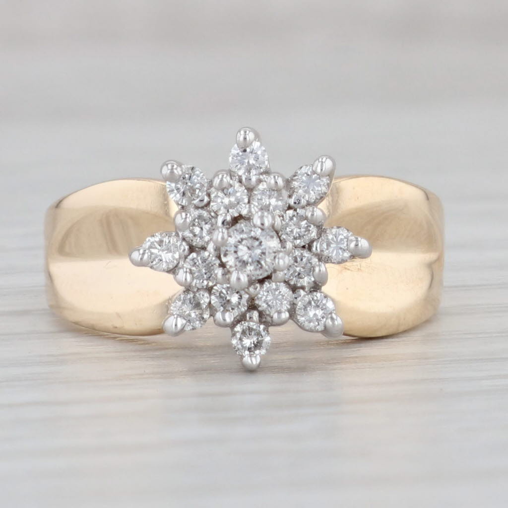 Gray 0.47ctw Diamond Flower Cluster Engagement Ring 14k Yellow Gold Size 6.25