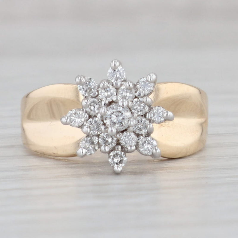 Gray 0.47ctw Diamond Flower Cluster Engagement Ring 14k Yellow Gold Size 6.25