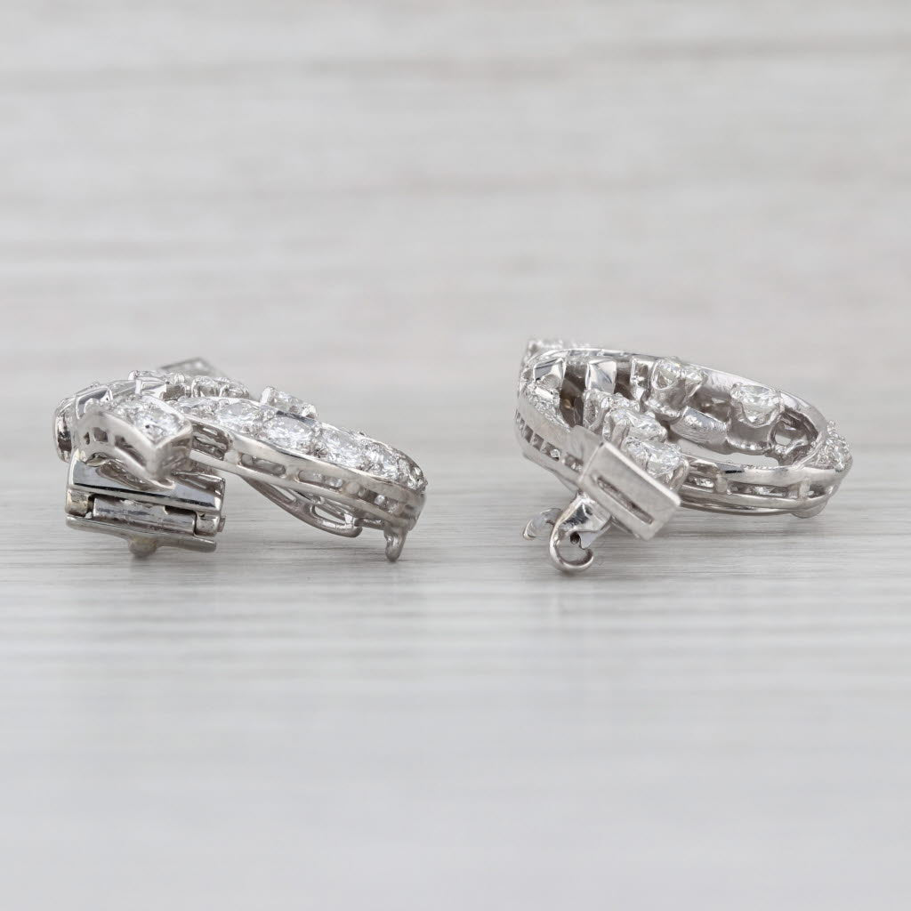 Antique Diamond Bow Brooch 6.72ctw Platinum 18k Gold Convertible 3 Pins