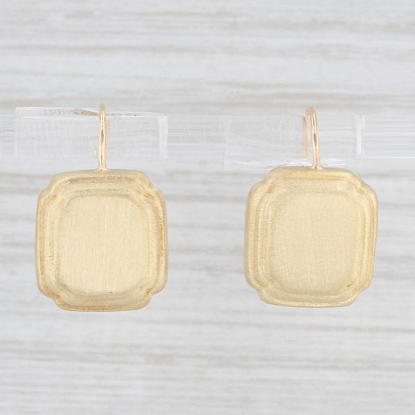 Slane & Slane Engravable Drop Earrings 18k Yellow Gold Hook Posts Leverbacks