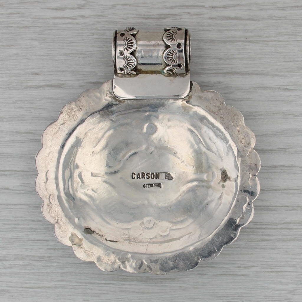 Carson Blackgoat Large Pendant Sterling Silver Turquoise Navajo Native American