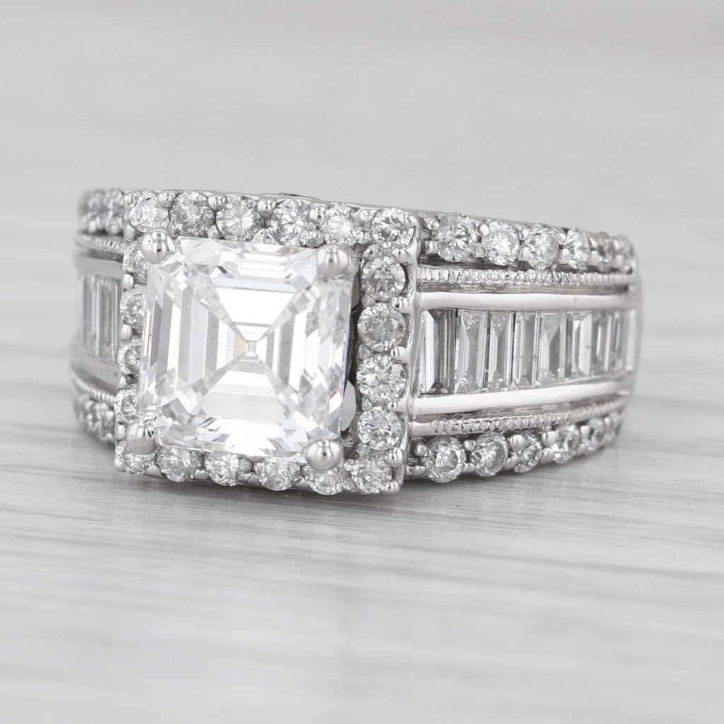 4.13ctw F VS1 IGI Lab Grown Diamond Halo Engagement Ring 14k White Gold