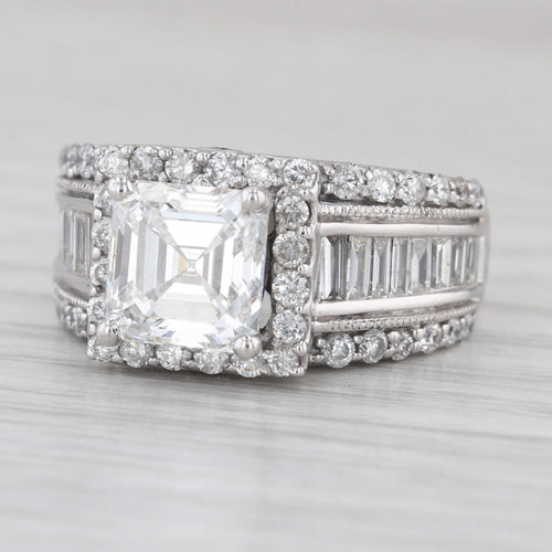 4.13ctw F VS1 IGI Lab Grown Diamond Halo Engagement Ring 14k White Gold