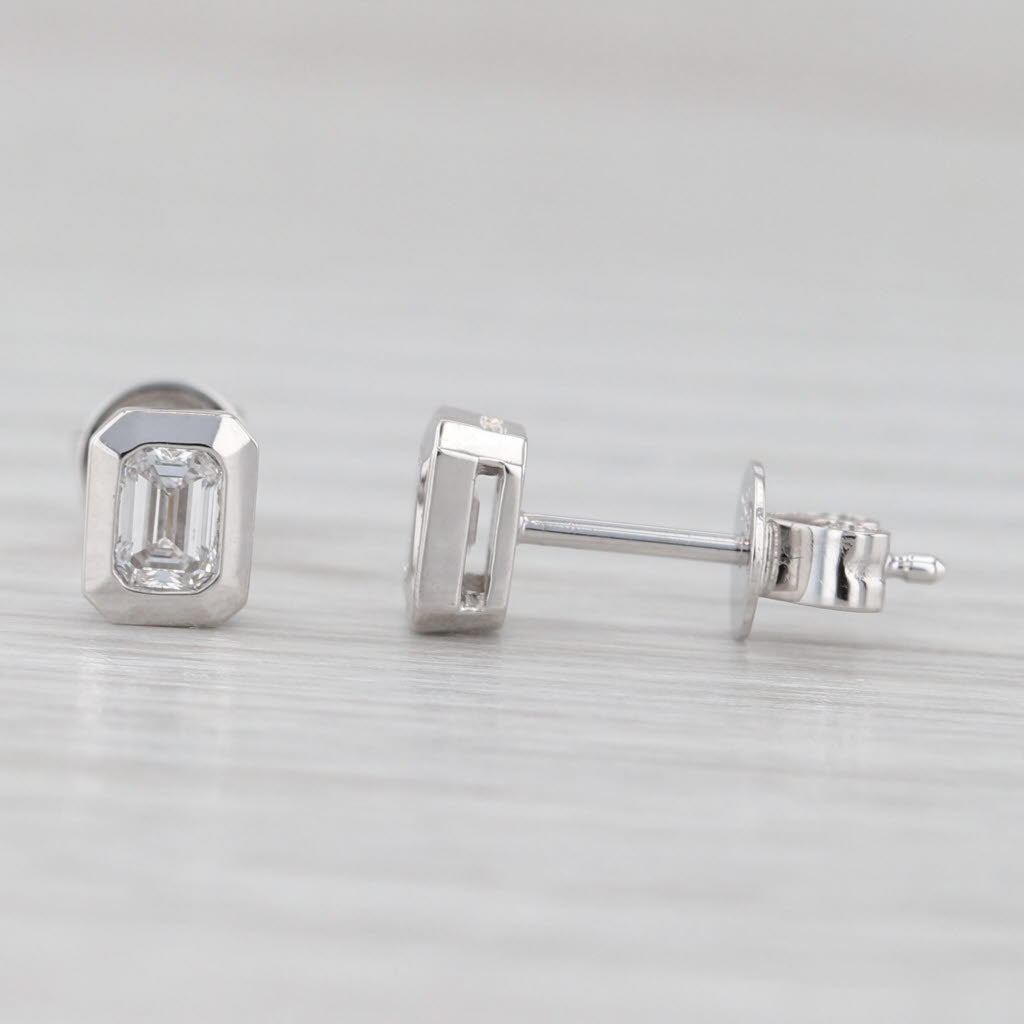 Light Gray New 0.30ctw Emerald Cut Lab Grown Diamond Stud Earrings 14k Gold Solitaire Studs