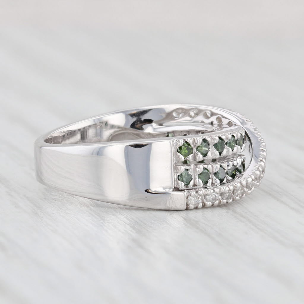 Light Gray 0.51ctw Green White Diamond Overlay Ring 14k White Gold Size 5.75 Stackable