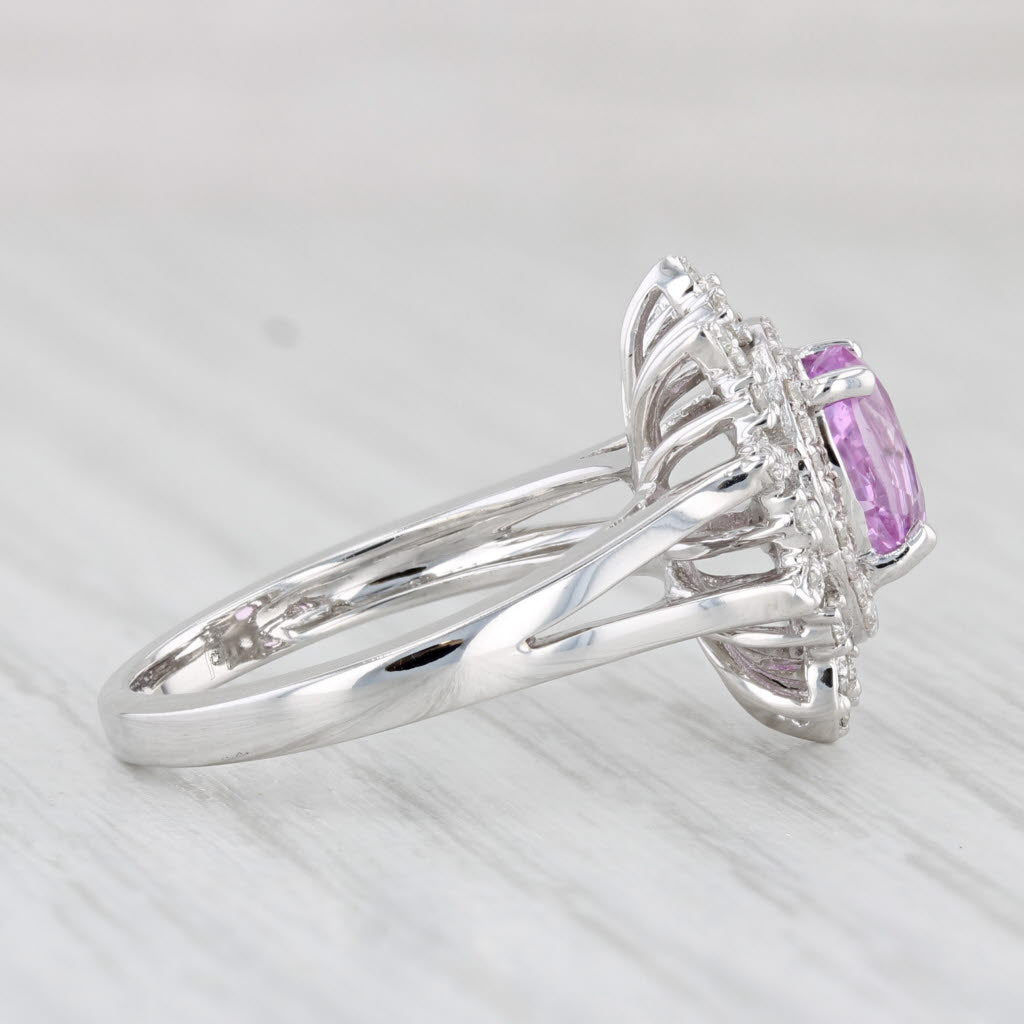 Light Gray New 1.77ctw Pink Sapphire Diamond Halo Ring 14k White Gold Size 7