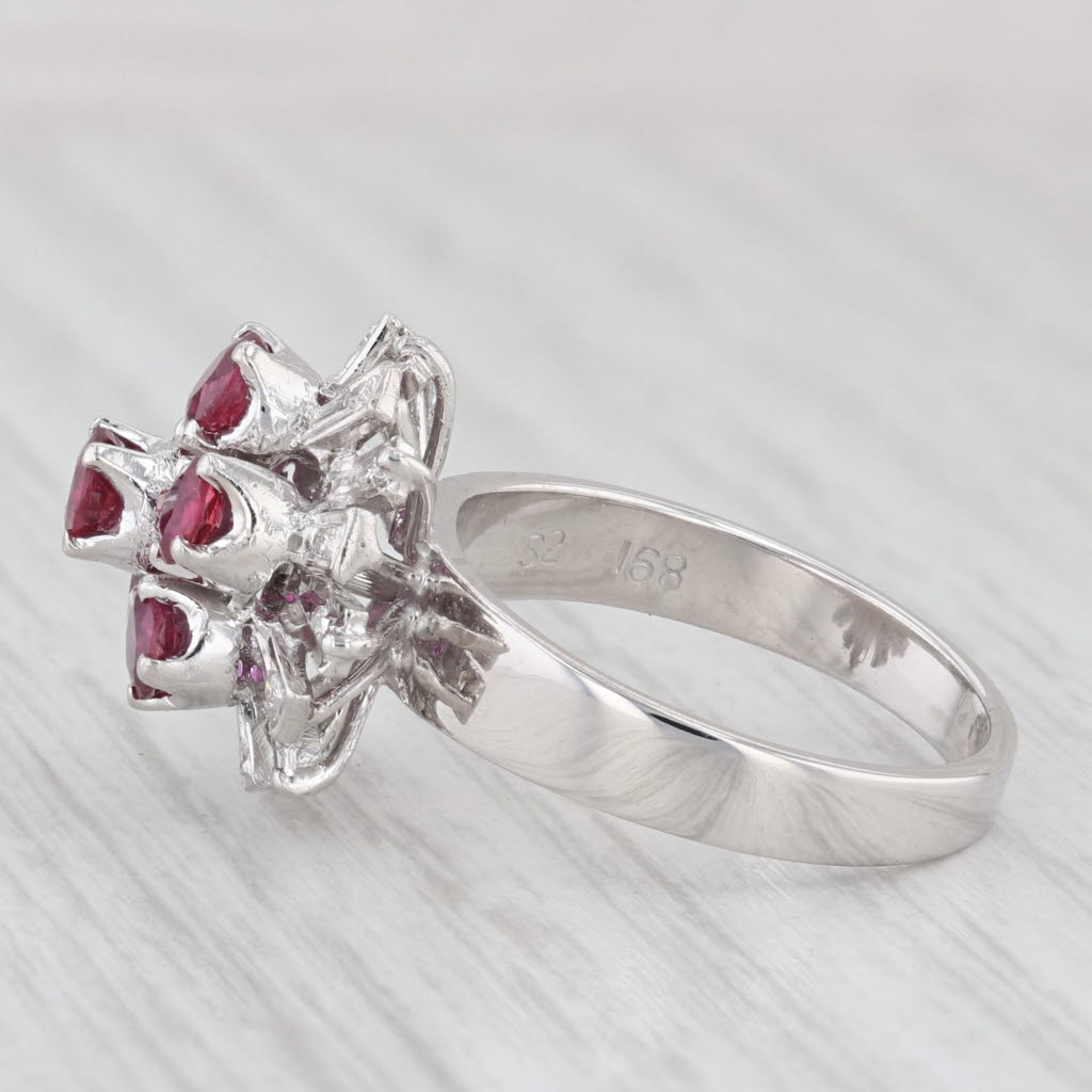 Light Gray 1.04ctw Ruby Diamond Cluster Ring Gold Palladium Silver Size 6.5