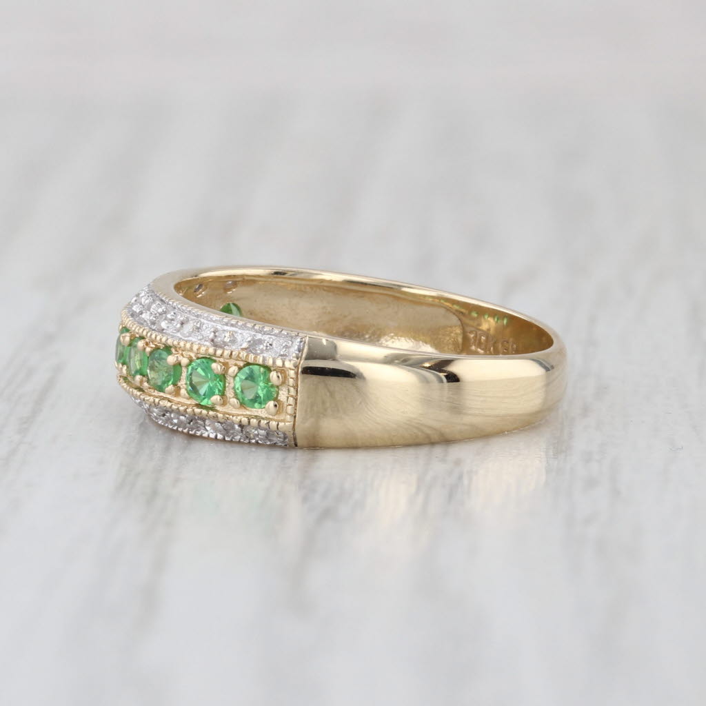 0.37ctw Tsavorite Green Garnet Diamond Ring 10k Yellow Gold Size 6 Stackable