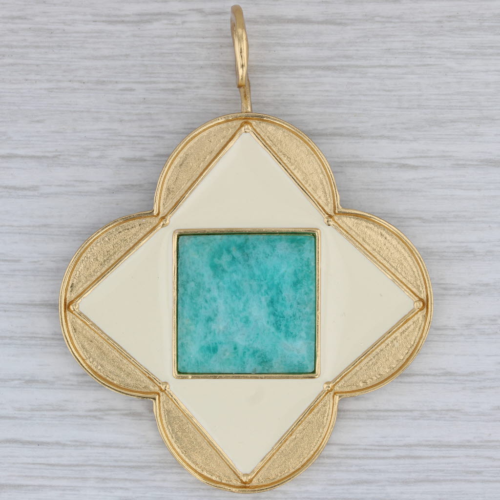 Gray New Stephanie Kantis Statement Pendant Brushed 24k Gold Plated Amazonite