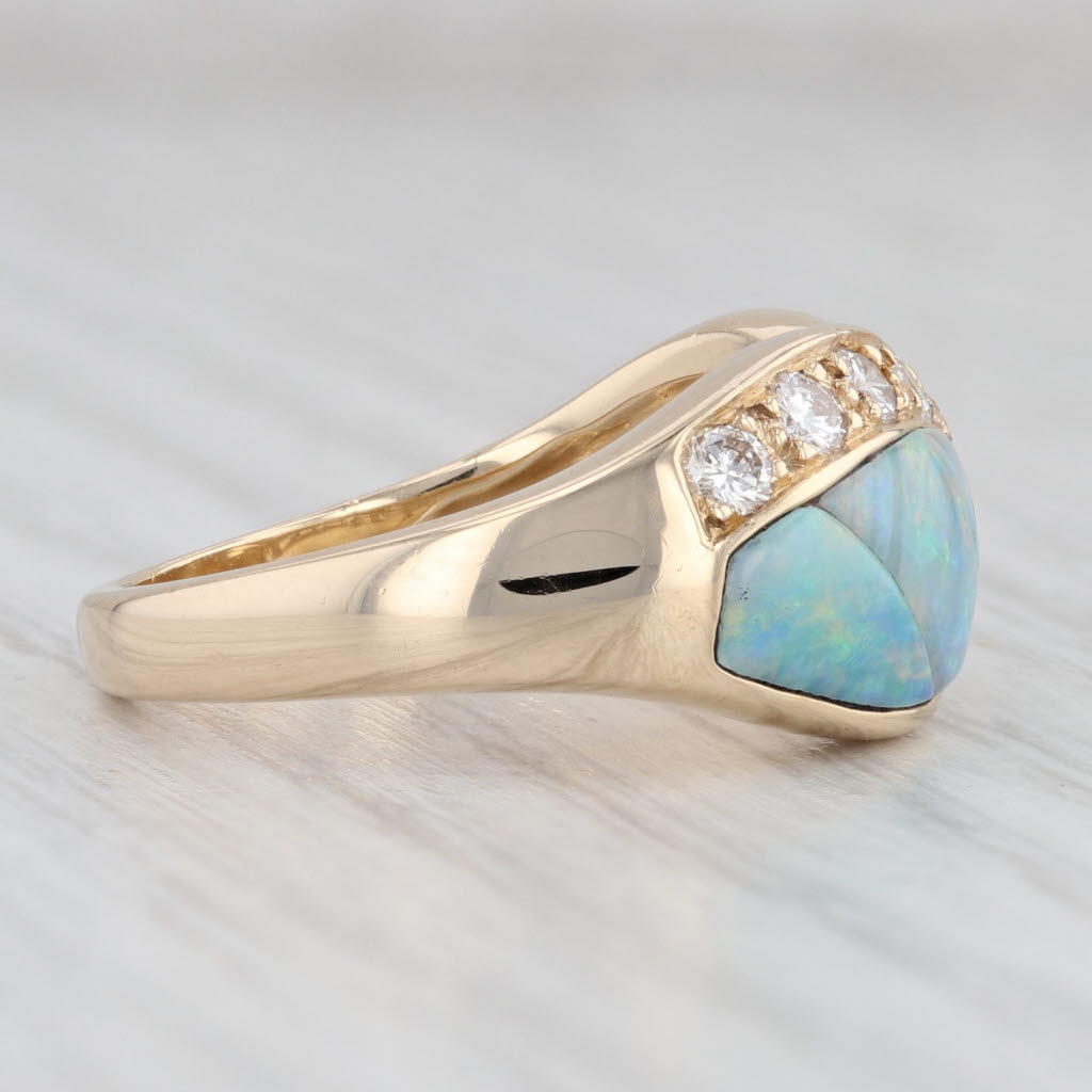 Light Gray New Kabana Ring Opal Mosaic Diamond 14k Yellow Gold Size 6 AS IS