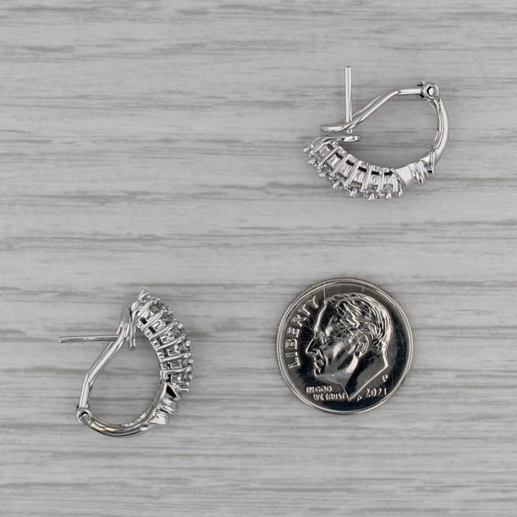 1ctw Diamond Cluster J-Hook Drop Earrings 14k White Gold Omega Backs