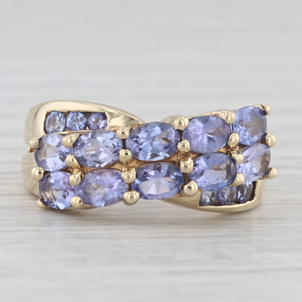 Light Gray 2.25ctw Tanzanite Cross Over Cocktail Ring 10k Yellow Gold Size 6