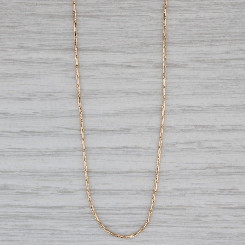 Gray Elongated Box Chain Necklace 14k Yellow Gold 20 1/4" 0.9mm