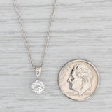 Light Gray 0.70ct Diamond Solitaire Pendant Necklace 18k White Gold 18" Cable Chain GIA VS2