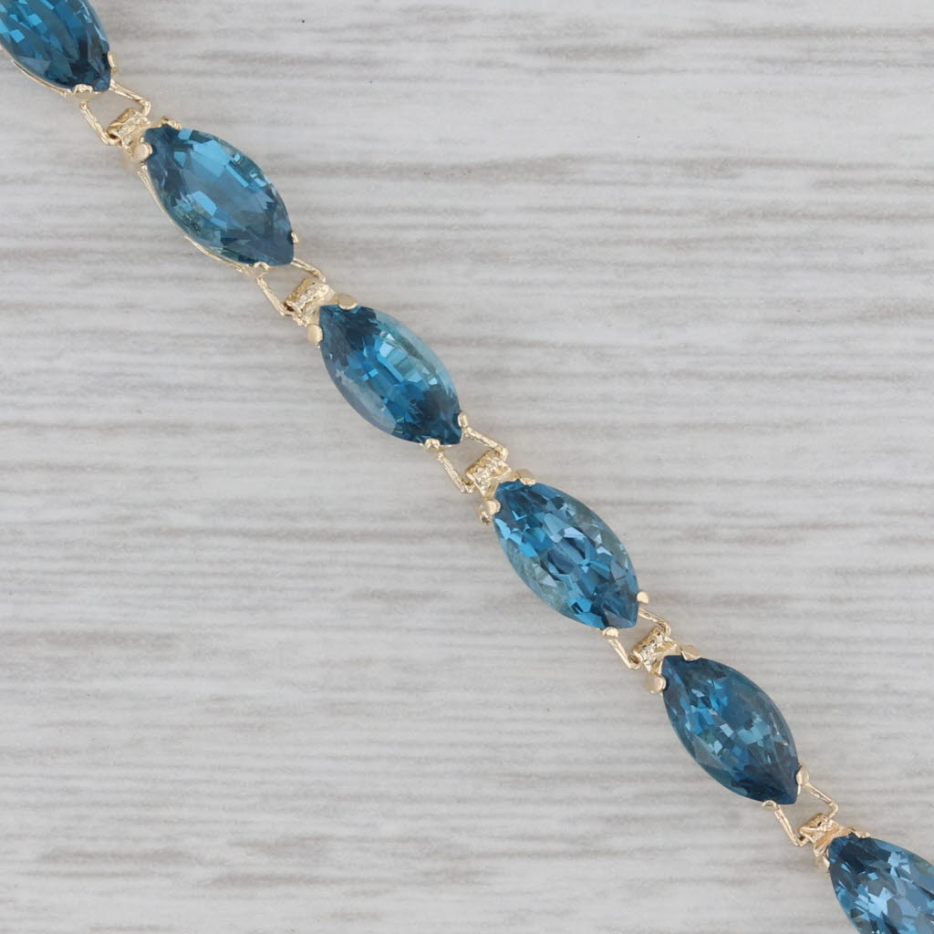 Gray London Blue Topaz Tennis Bracelet 14k Yellow Gold 6.75"