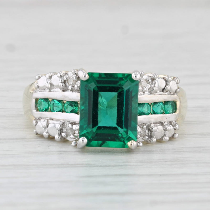 Light Gray 2.37ctw Lab Created Emerald Diamond Ring 10k Yellow Gold Size 7.25