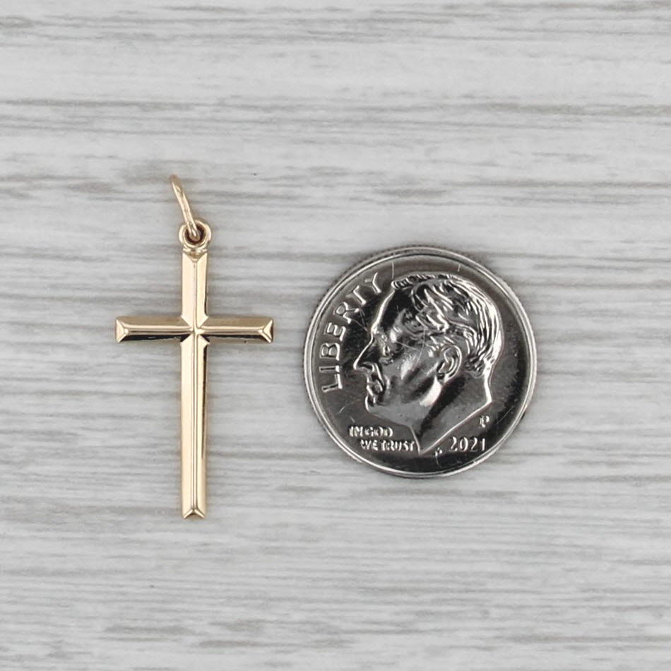 Small Beveled Cross Pendant 10k Yellow Gold Small Drop