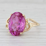 Light Gray 8ct Pink Lab Created Sapphire Ring 14k Yellow Gold Size 7 Oval Solitaire