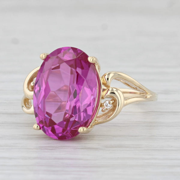 8ct Pink Lab Created Sapphire Ring 14k Yellow Gold Size 7 Oval Solitaire