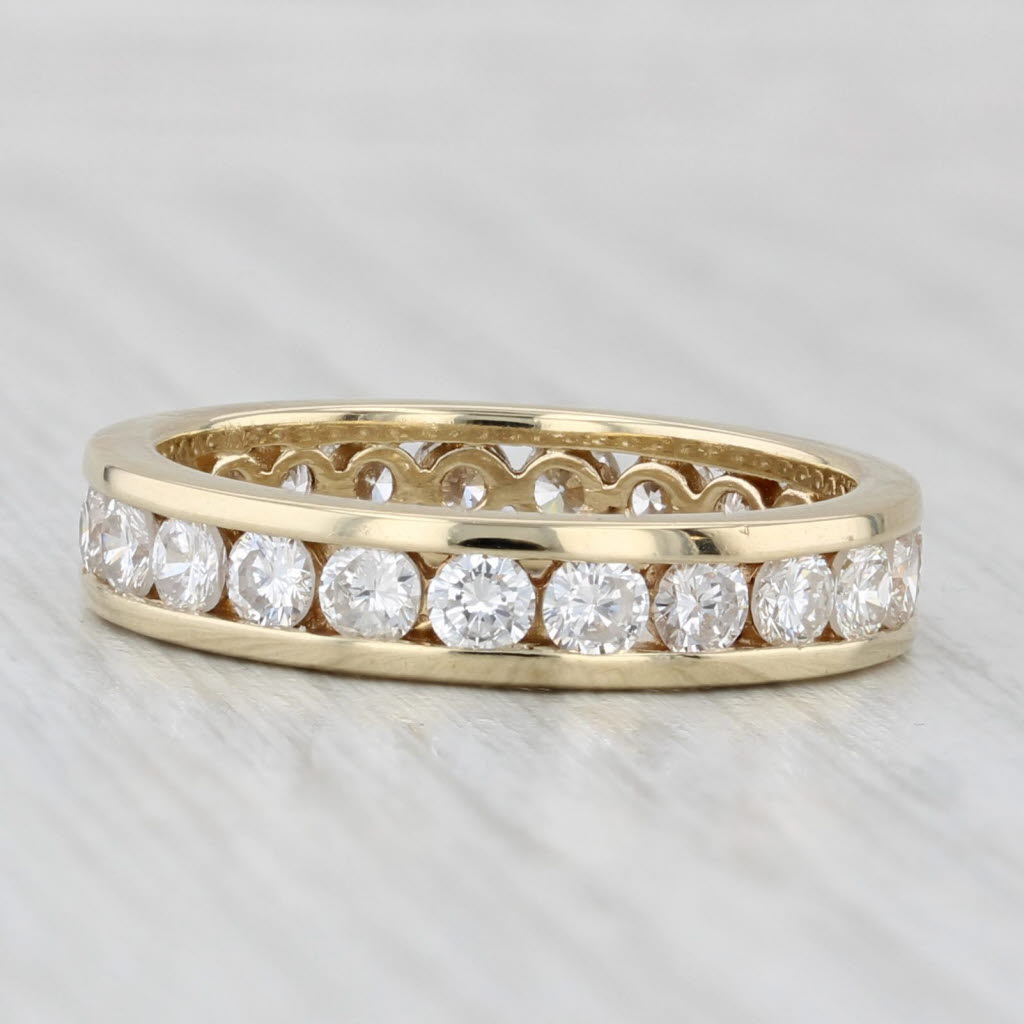 Light Gray 1.48ctw Diamond Eternity Wedding Band 14k Yellow Gold Stackable Ring Anniversary