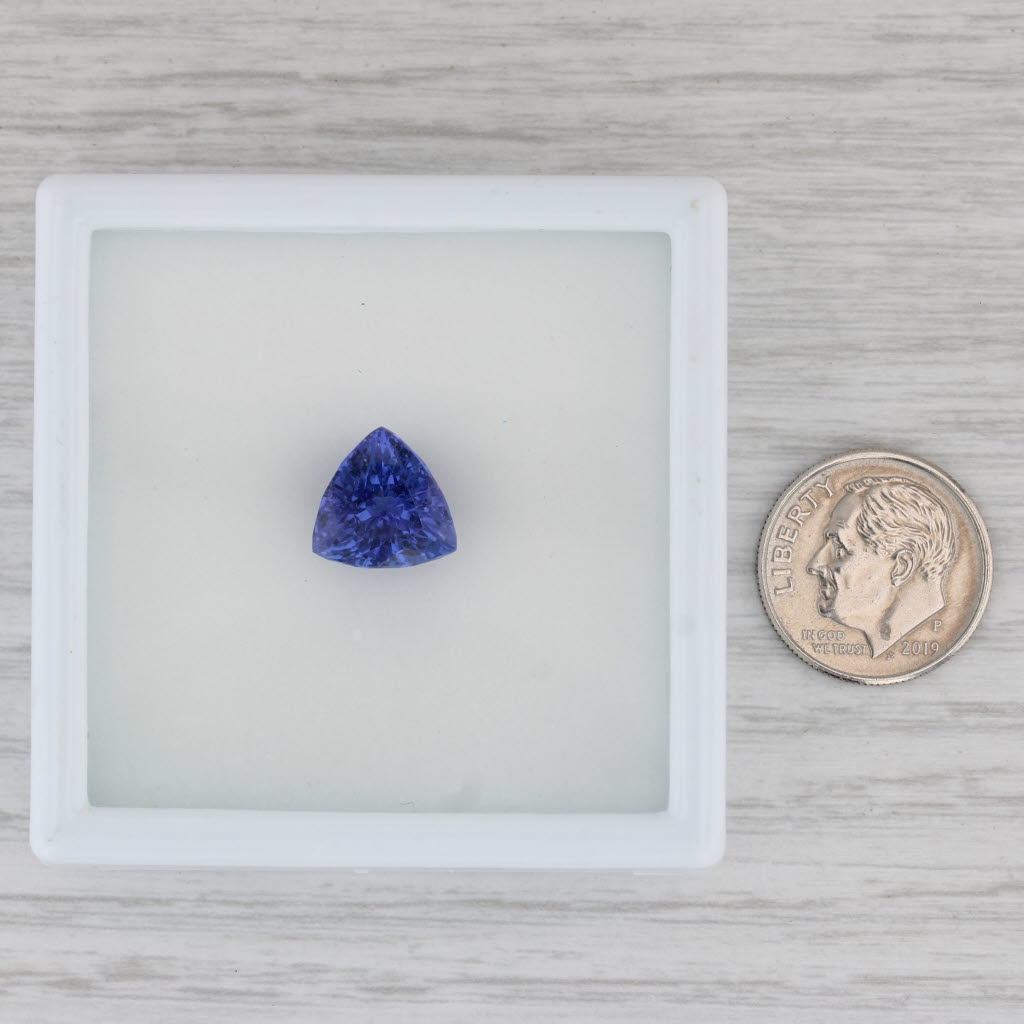 Gray 5.05ct Tanzanite Loose Gemstone for Setting IGI Trillion Solitaire 10.4mm