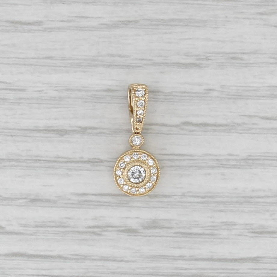 Effy 0.28ctw Diamond Halo Pendant 14k Yellow Gold Small Drop