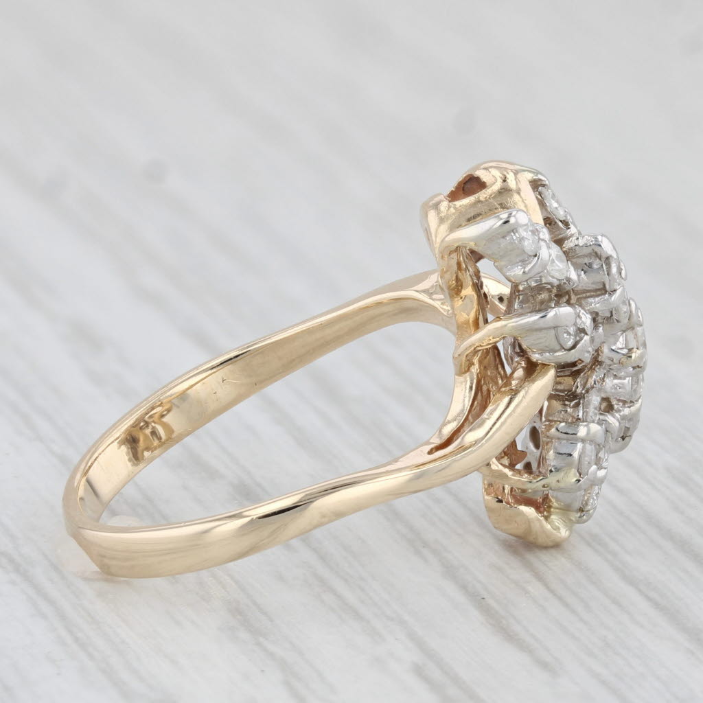 Light Gray 0.45ctw Diamond Cluster Ring 14k Yellow Gold Size 5.5