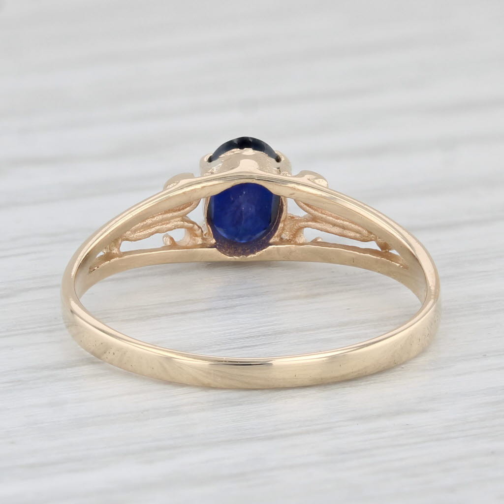 Light Gray 0.57ct Lab Created Oval Blue Sapphire Solitaire Ring 14k Yellow Gold Size 6.25