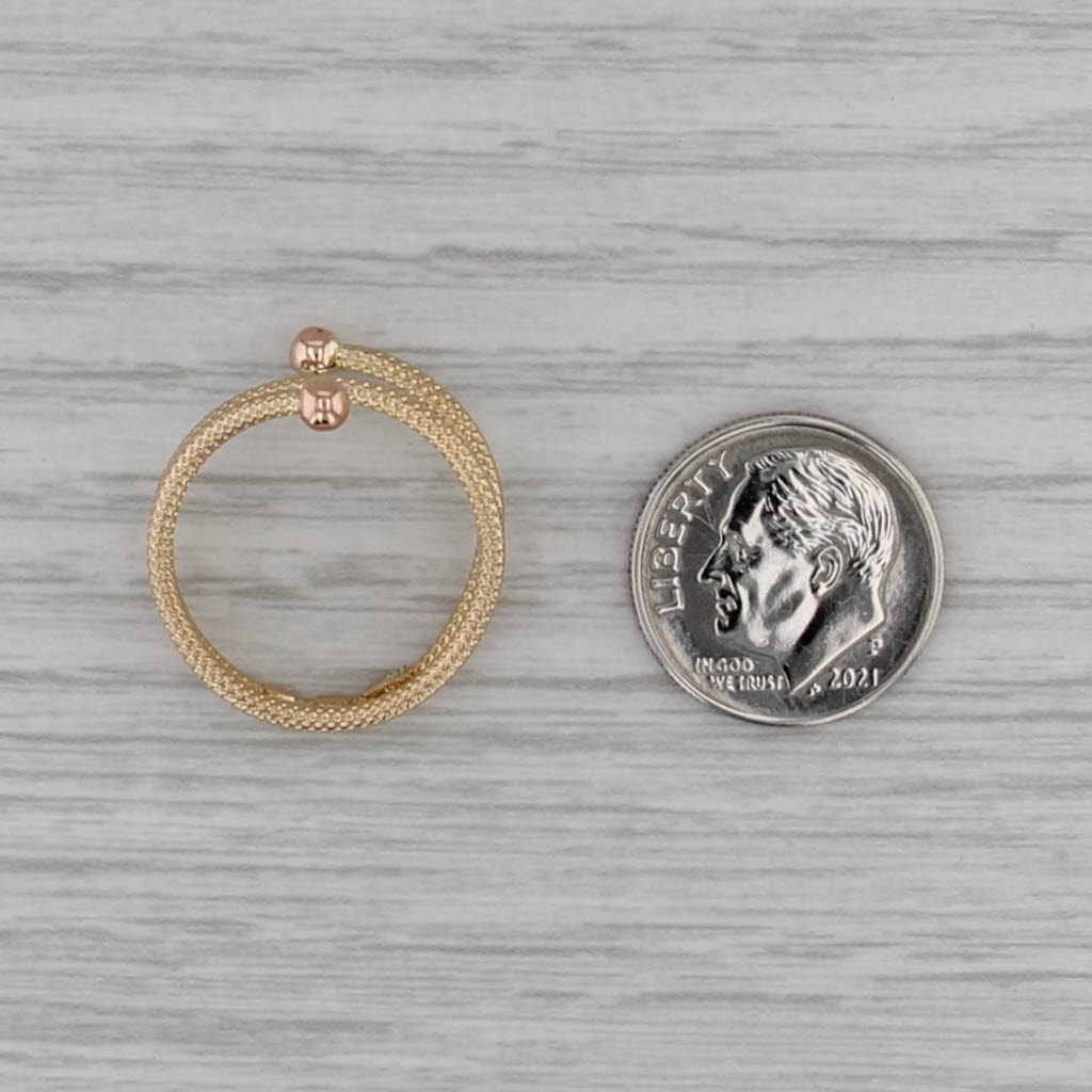 Coiled Bypass Ring 14k Yellow Gold Size 6.5 Bead Accented Etched Band