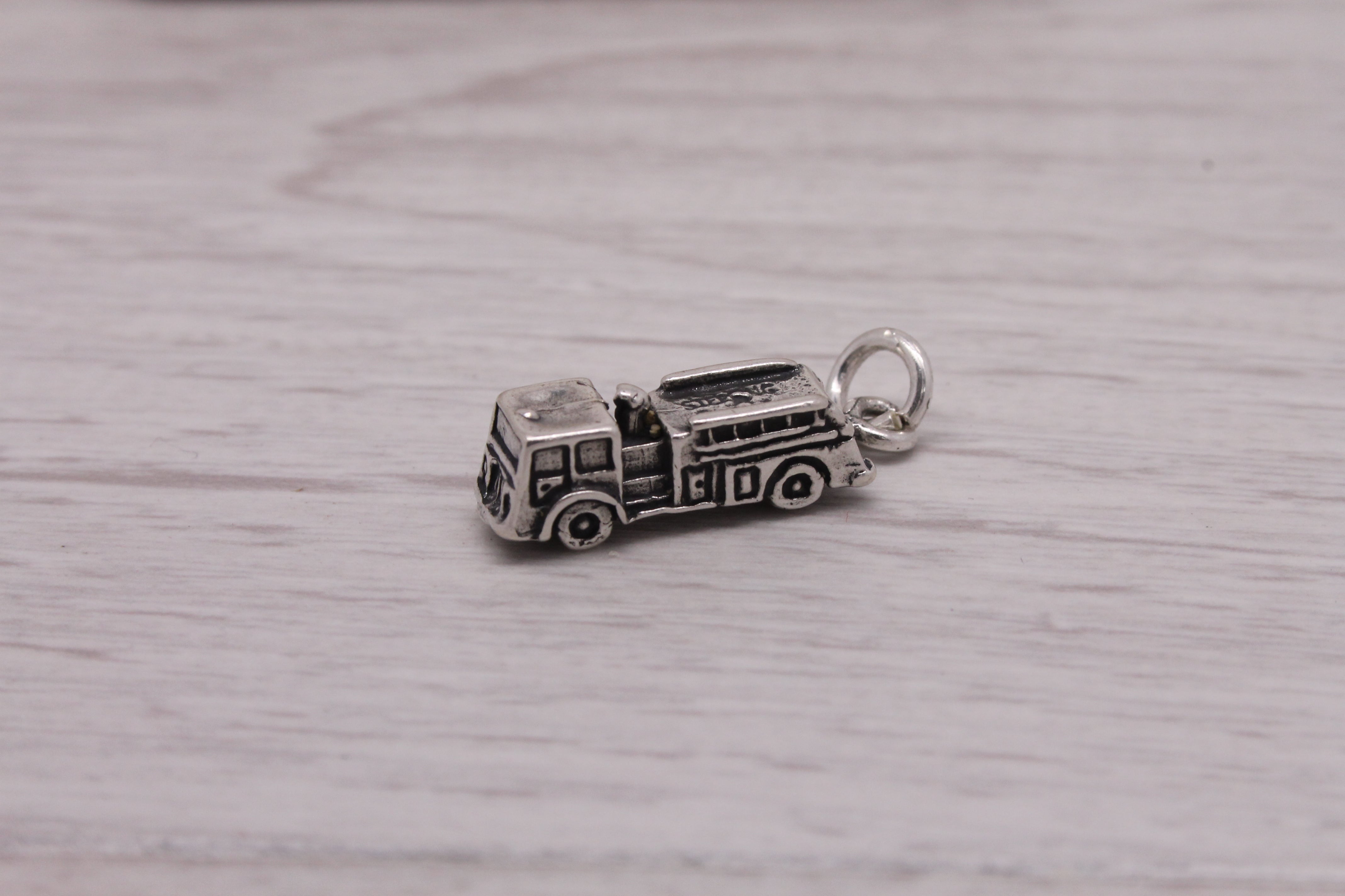 Sterling Silver 925 Fire Truck Engine Department Charm