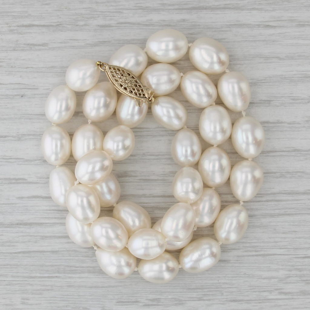 Cultured Pearl Single Bead Strand Necklace 14k Yellow Gold 17.25"