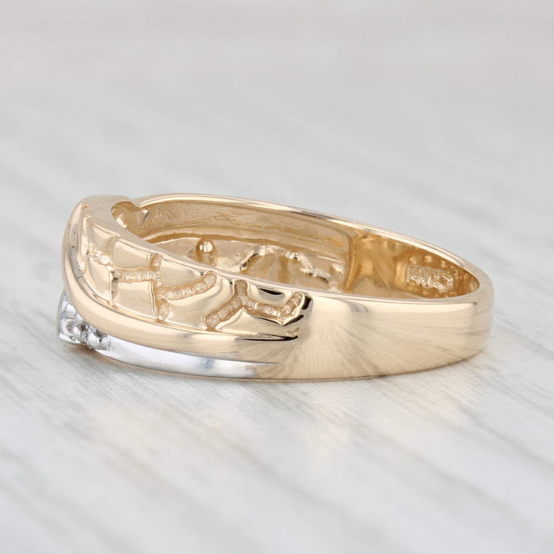 0.15ctw Diamond Men's Ring 14k Gold Nugget Size 10.75 Wedding Band