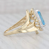 Light Gray 1.24ct Marquise Blue Topaz Diamond Ring 10k Yellow Gold Size 7