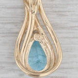 1.47ct Blue Topaz Teardrop Pendant Necklace 14k Yellow Gold 17" Rope Chain